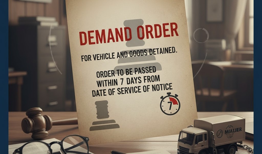 Demand order for vehicle and goods detained to be passed in the period ...